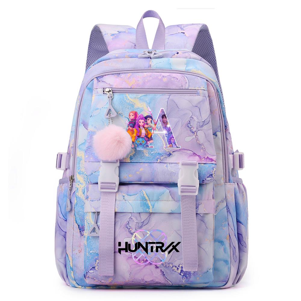 Cute Cartoon 26 English Letters Printed Backpack Schoolbag for Teenager Student Girl Boy Bookbag Large Capacity Waterproof Travel Bag Mochila