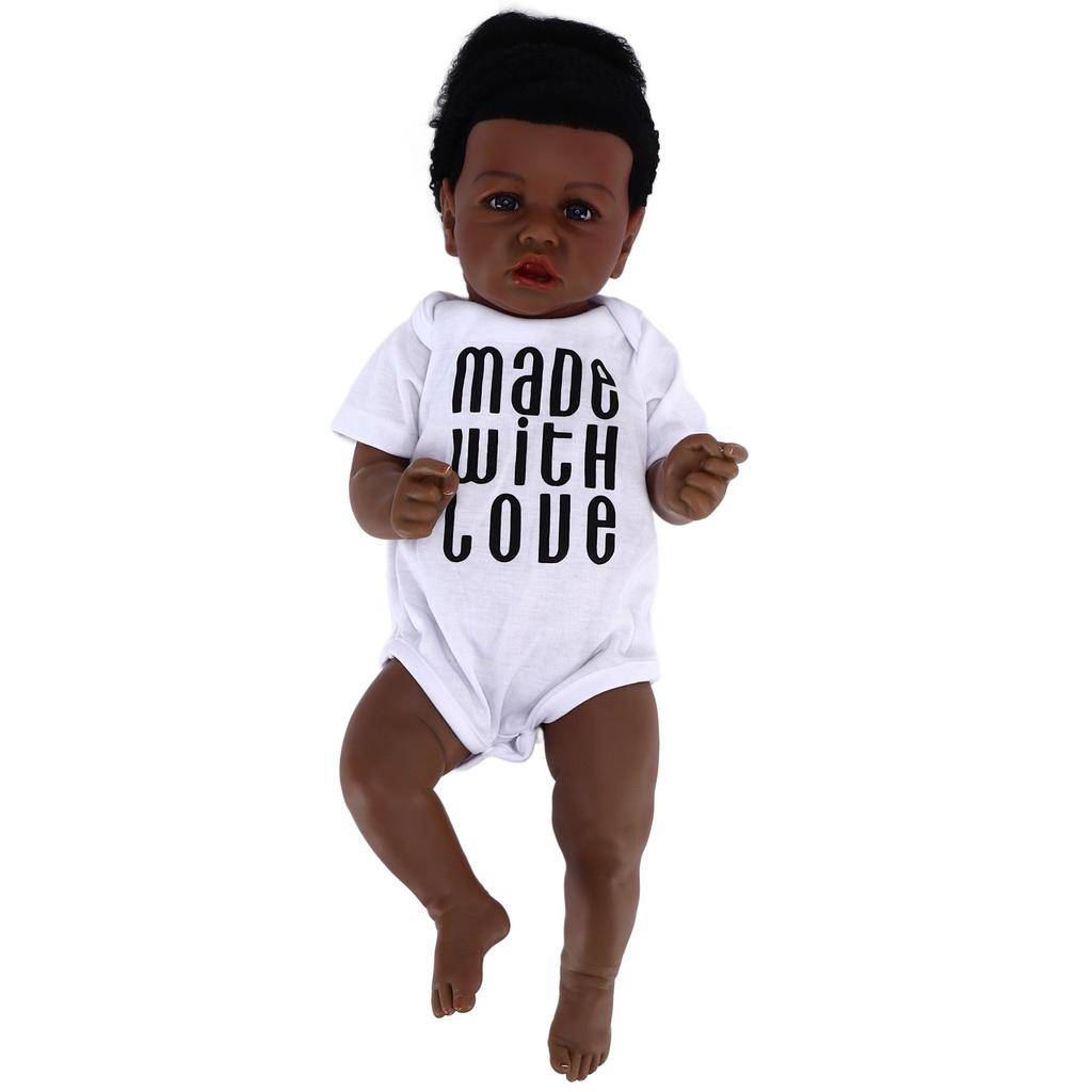 24-дюймовая изысканная кукла-девочка, афроамериканская черная кожа, виниловая кукла-новорожденная с повязкой для волос