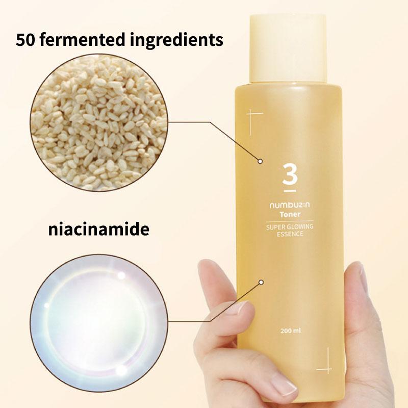 NUMBUZIN No.3 Super Glowing Essence Toner 200 мл Essence Serum Ampoule Увлажняет кожу Успокаивает кожу Защита Сияющая кожа Чистая кожа