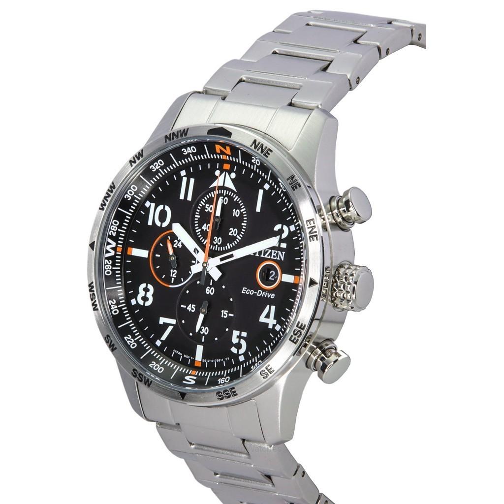 Citizen Мужские часы Eco-Drive с хронографом из нержавеющей стали с черным циферблатом CA0790-83E 100M