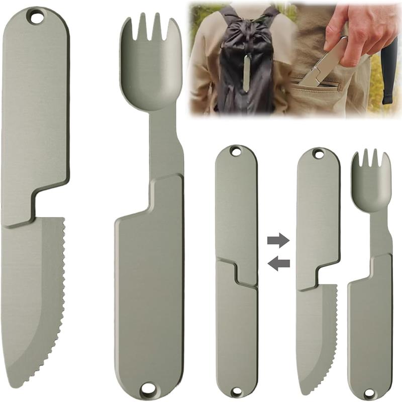Camping Eating Utensils Set,Kopak Utensil Set,2 in 1 Camping Eating Utensils Set