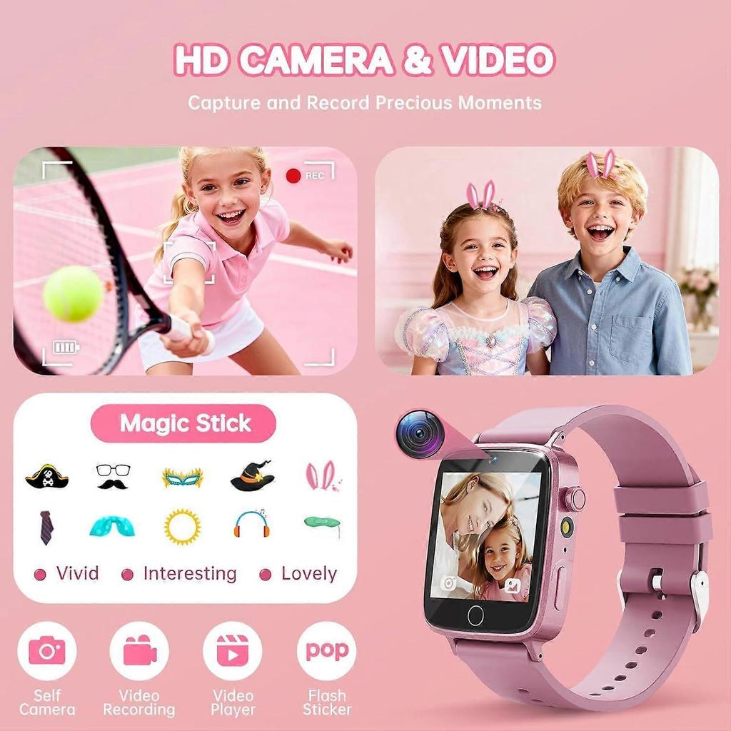 Kids Games Watch, Smart Kids Watch with Games, Touch Screen, Alarm Clock, HD Camera, Toys for Ages 4-12 Years Old, Birthday Gift for Girls(Pink)