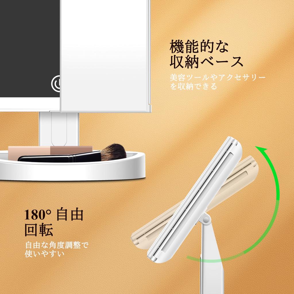 Auxmir Зеркало настольное увеличительное для актрисы с 68 тремя 2000 мАч Высокое касание Регулируемое Хранение USB Белое зеркало, Светодиоды, 5/10-кратное увеличение, Цвета,