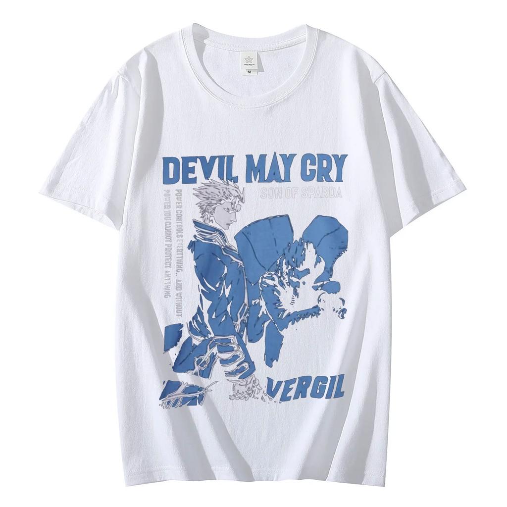 Горячая игра Devil May Cry Графические футболки Модные винтажные футболки большого размера с коротким рукавом Унисекс Повседневные хлопковые футболки Уличная одежда