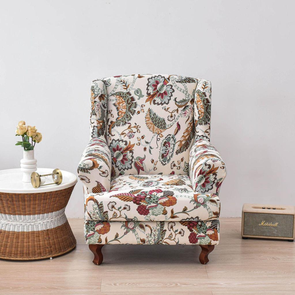 Классический чехол для кресла Wingback: Полная спинка, эластичная ткань, затягивается лентой, подходит для одноместного дивана