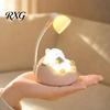 Portable USB Charging Night Light Sleeping Cat for Kids, Rechargeable LED Nursery Lamp, Cordless Decorative Desk Lamp Adjustable Brightness