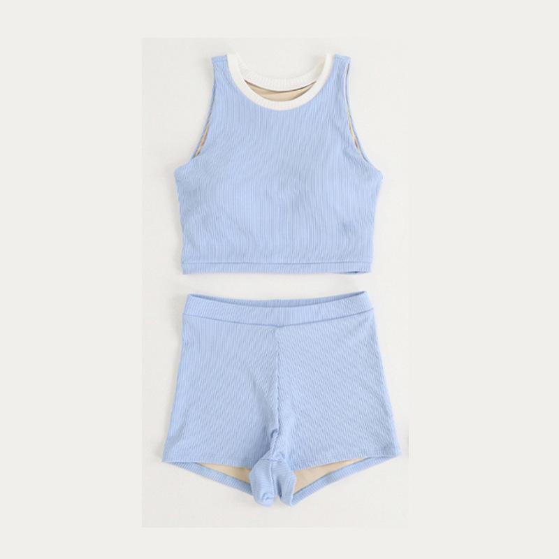 Корейский купальник бандо с разрезом 2025 - Однотонный, Сексуальные плавки с плоским вырезом для женщин