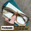 Fashion Large Frame Reading Glasses Vintage Square Anti-Blue Light Plus Diopter Glasses Men Women Trendy Far Sight Eyewear