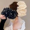 Vintage Bubble Mesh Oversized Headdress Flower Grip Bow Hair Claw Hair Accessories Fashionable High-End Fairy Imitation Pearl Barrettes