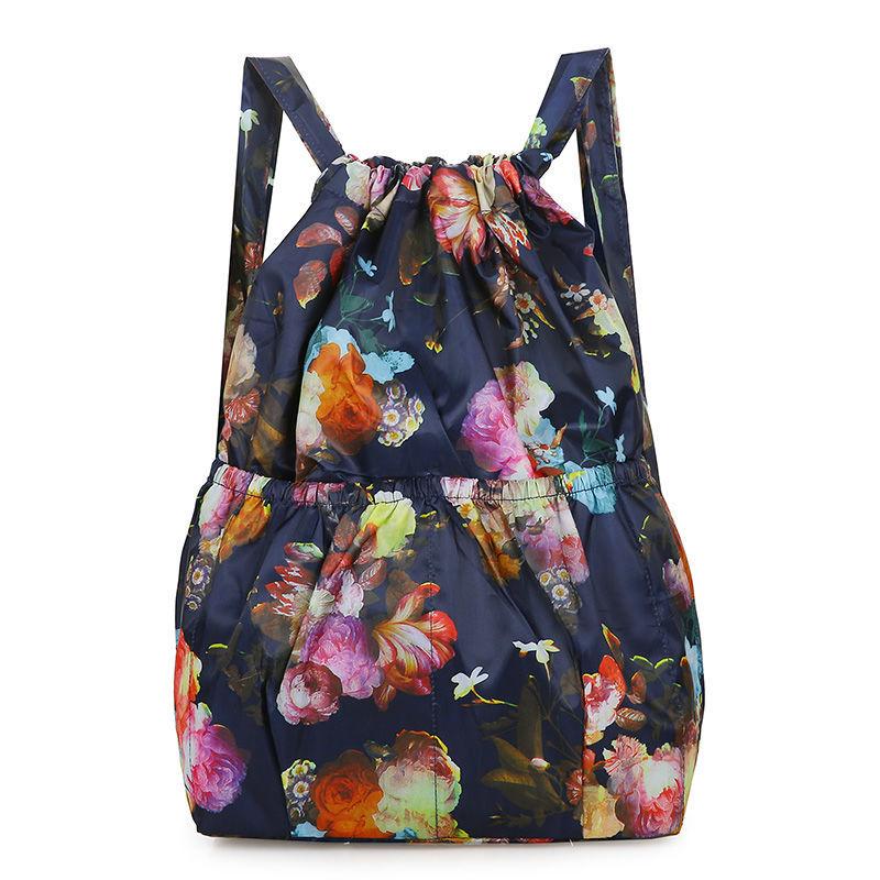 Drawstring Backpack Waterproof Lightweight Fitness Women's Drawstring Shopping Bag Folding Travel Sport Simple Backpack