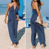 Женский комбинезон Yousheng Halter Maxi с глубоким V-образным вырезом, длинные брюки для бега с карманами, повседневный пляжный комбинезон без рукавов