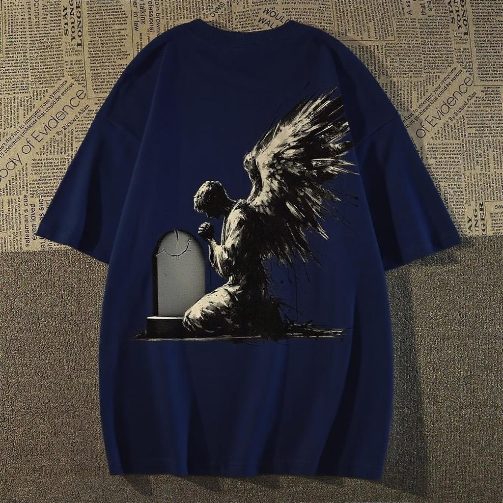 2025 Американский Дьявольский Стиль Принтованная Футболка с Коротким Рукавом Летний Повседневный Модный Топ Круглый Вырез Хлопок Прохладная Дышащая Футболка