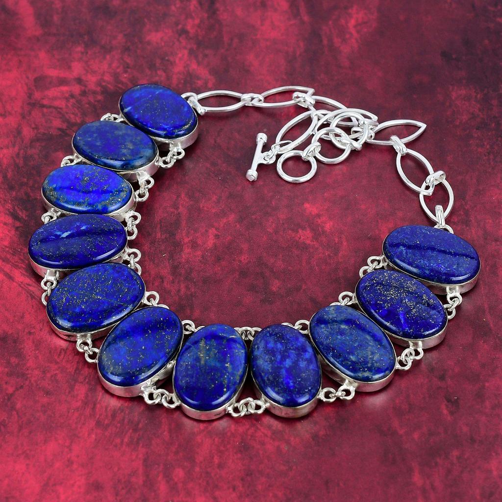 Ожерелье из лазурита, ювелирные изделия ручной работы, ожерелье из стерлингового серебра 925 пробы, дизайнерские украшения из драгоценных камней, регулируемое ожерелье-цепочка, подарок для мамы