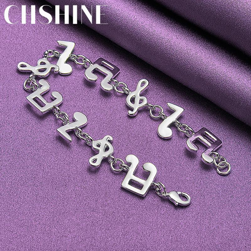 CHSHINE 925 стерлингового серебра музыкальная нота браслет цепь для женщин модные ювелирные изделия с подвесками