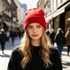 Зимняя шапка для активного отдыха, унисекс, однотонная вязаная шапка-бини, классическая объемная шапка-бини для зимы, мягкая теплая повседневная шапка для мужчин