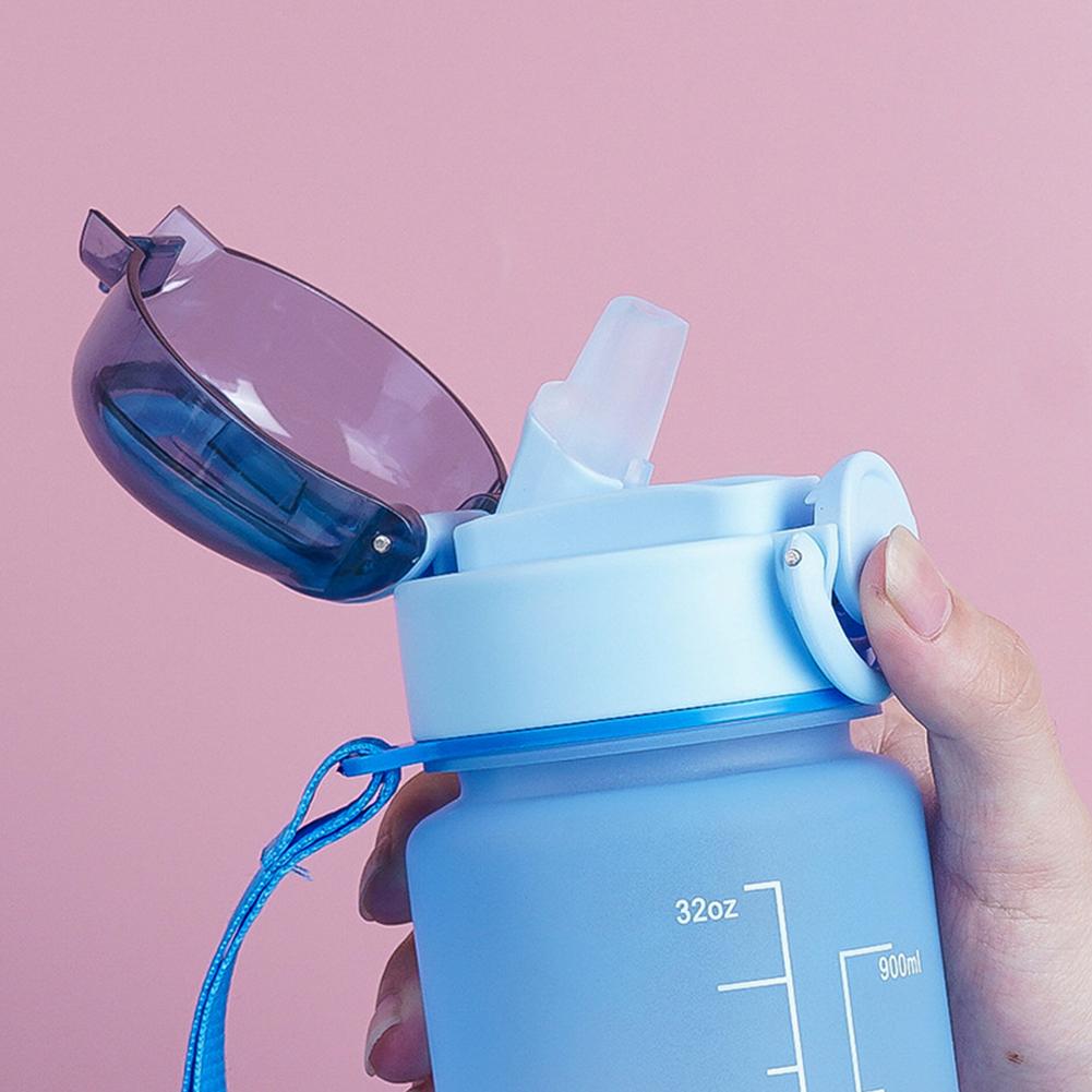 Бутылка для воды 1 л с соломинкой градиентная бутылка для питьевой воды герметичная откидная крышка