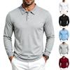 Men S Spring Autumn Waffle Knit Long Sleeve Polo Shirt