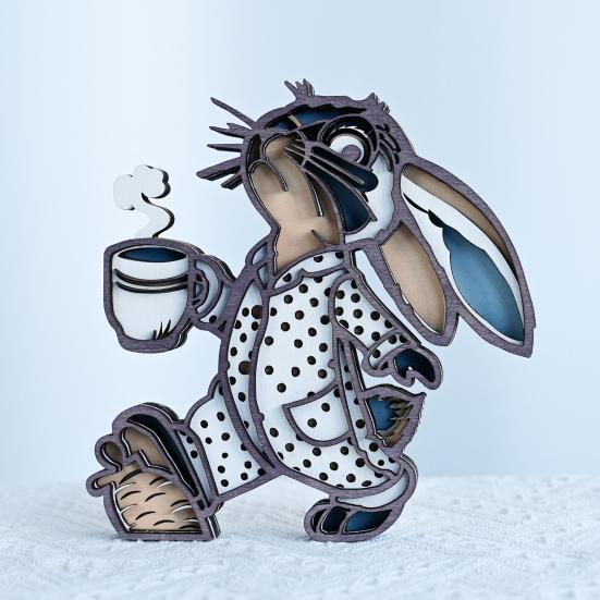 Пасхальный кролик украшение 3D деревянный кролик декор деревенский весенний кролик