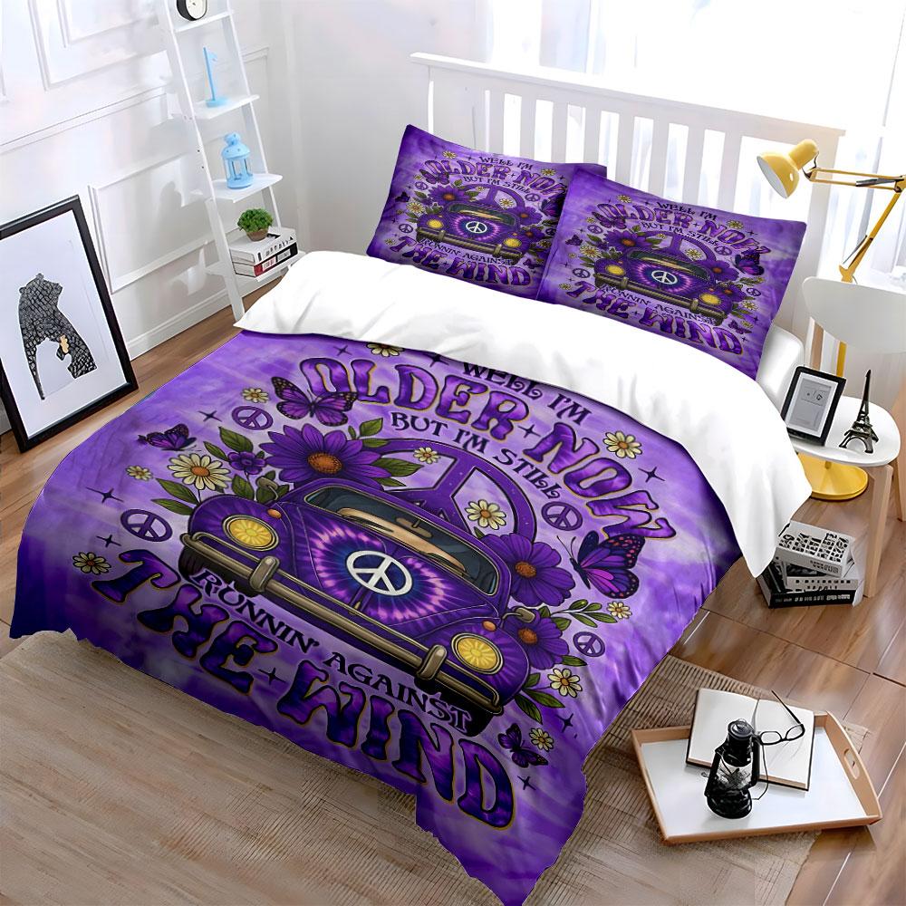 Purple car, peace symbols, flowers. Bedding sets Duvet cover sets Duvet covers Pillowcases(1 * Duvet Cover 2 * Pillowcases, without duvet insert)