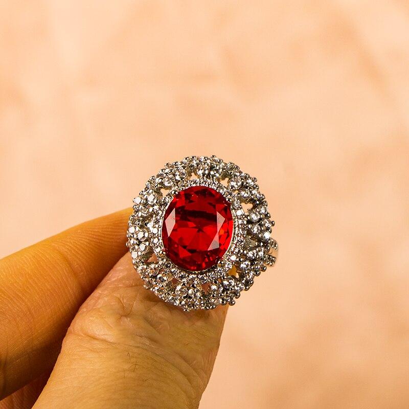 Cellacity Vintage 925 Sterling Silver Rings for Women with Oval Shape Ruby Gemstone Female Jewellery Ring Wedding Party Gifts
