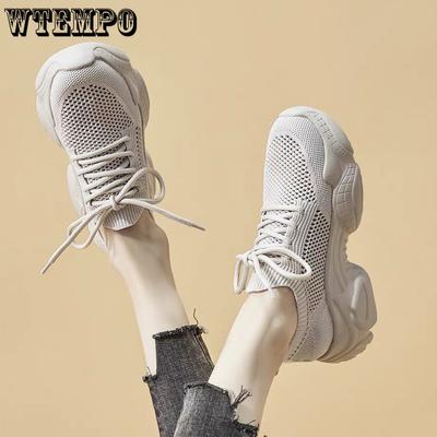 Дышащая папина обувь с сеткой, женская летняя спортивная обувь на толстой подошве, женские кроссовки на шнуровке Tide