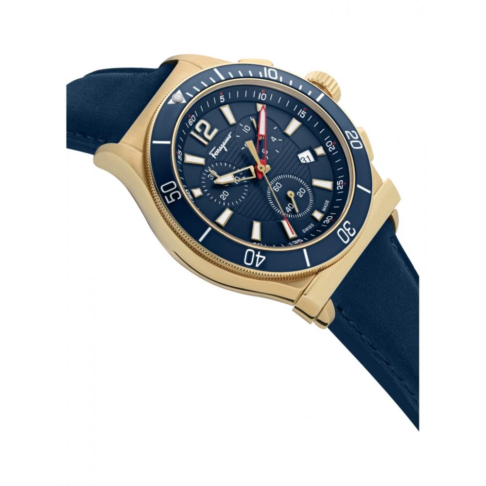 Salvatore Ferragamo Ferragamo 1898 Sport Strap Watch Blue Gold Blue