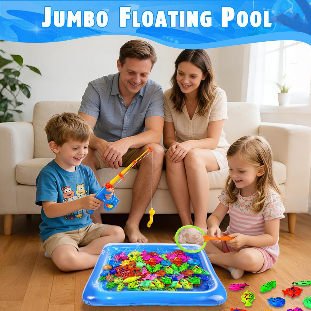 CozyBomB™ Магнитный набор игр «Рыбалка» Игры в воде, Игрушка для ванны и бассейна с удочкой и сетью Плавающие рыбки и морские обитатели Возраст 3-8 лет День рождения