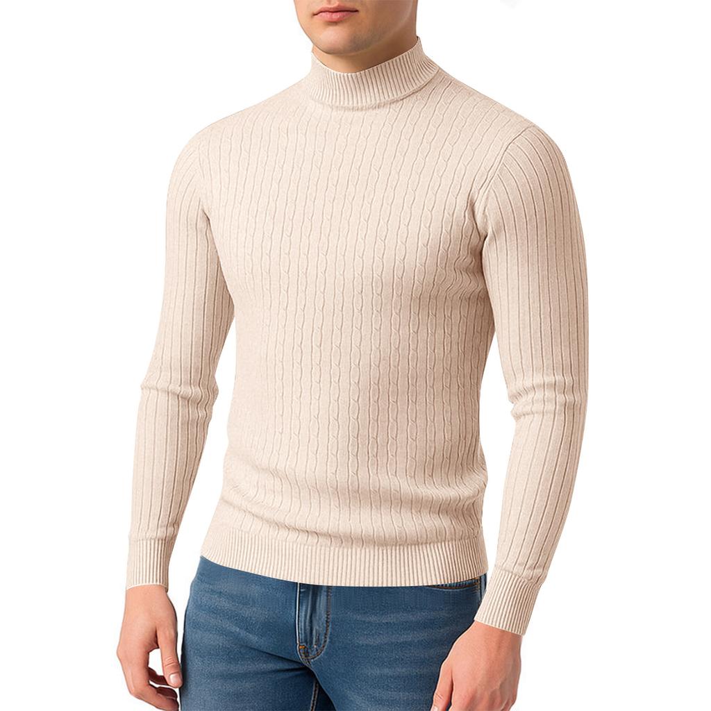 Men's Twisted Solid Color Sweater Men's Half Turtleneck Knitted Bottoming Shirt