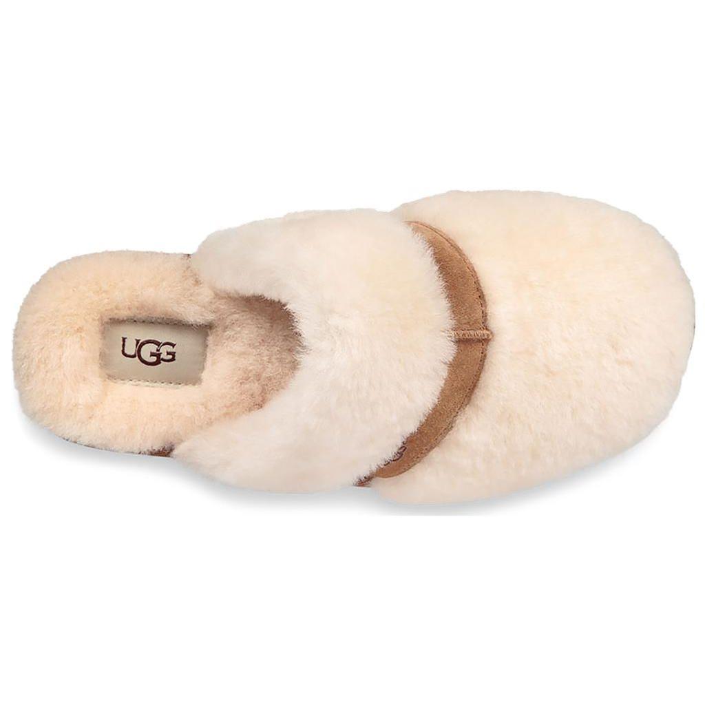 UGG Двухслойные повседневные удобные модные тапочки из коровьей кожи женские тапочки натурально-белые 1017549-NAT