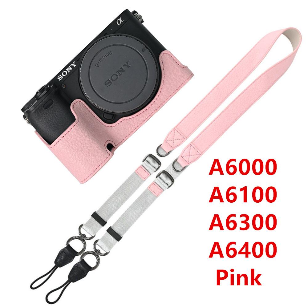 Получехол для камеры из ПУ кожи личи для Sony A6700 A6400 A6300 A6100 A6000 ZVE10 ZVE10II ZVE10M2 с открывающимся снизу чехлом и ремешком