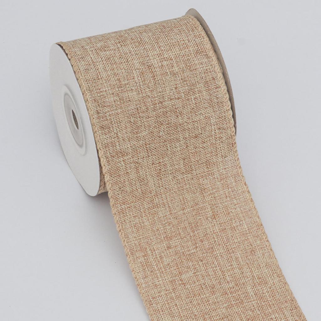 Decorative Romantic and Cozy Solid Color Christmas Day Decoration Ribbon Plaid Ribbon Imitation Hemp Ribbon Wire Edge Imitation Hemp Woven Ribbon