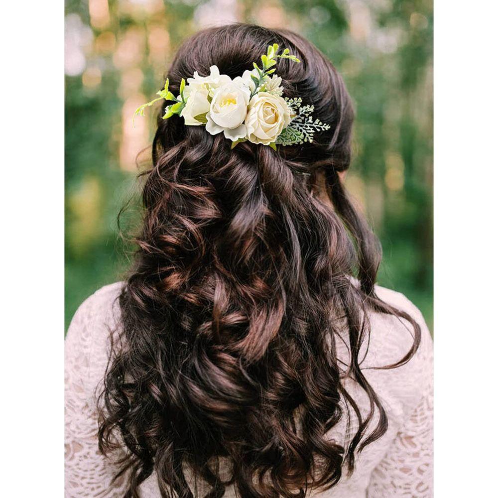 Расческа с цветком и листьями, расческа для волос, свадебные хрустальные украшения для волос, свадебные аксессуары для волос