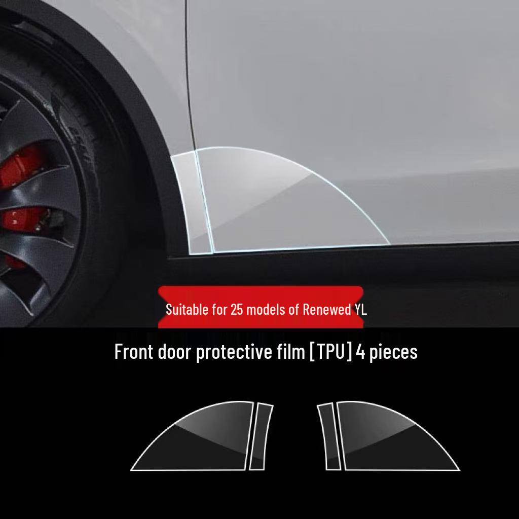 Защитная пленка из ТПУ для задней двери Tesla Model Y/3 - Треугольная зона, Антипрозрачная Глянцевая Черная