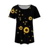 Women's Summer Fashion Casual Pleated Round Neck Print Short Sleeve T-Shirt Top