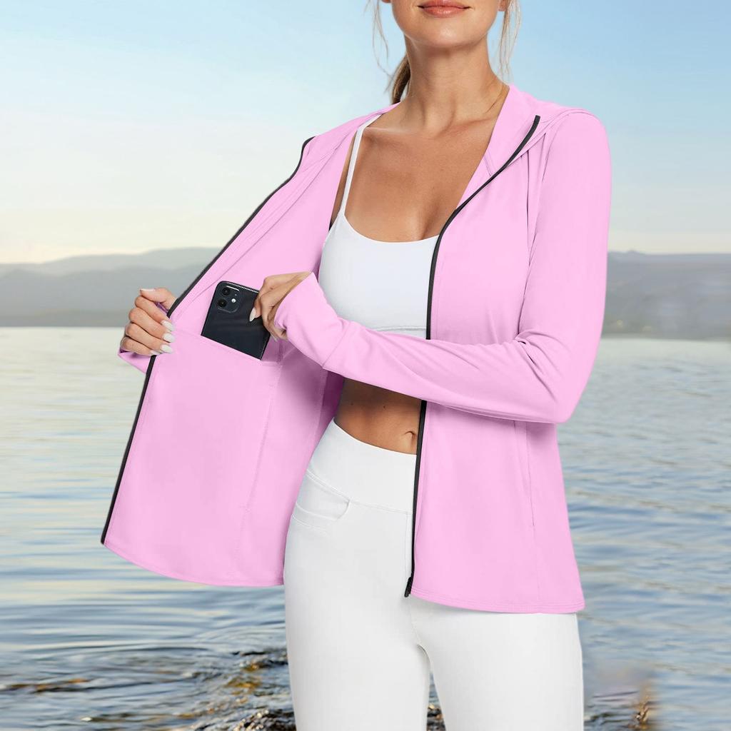 Женская рубашка от солнца Ice Silk Hoodie с длинным рукавом Outdoor Hiking Summer Coat