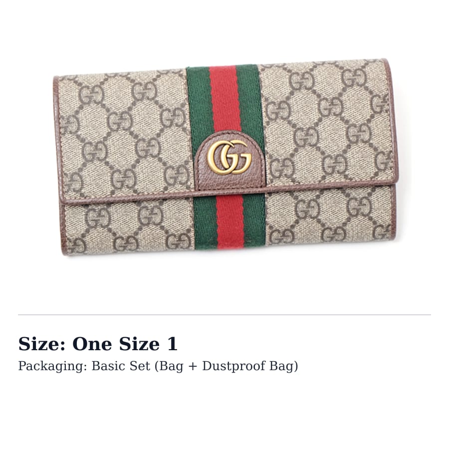 GUCCI Ophidia Canvas With Leather Wallet Unisex Beige Brown 557803-9U8KT-8748