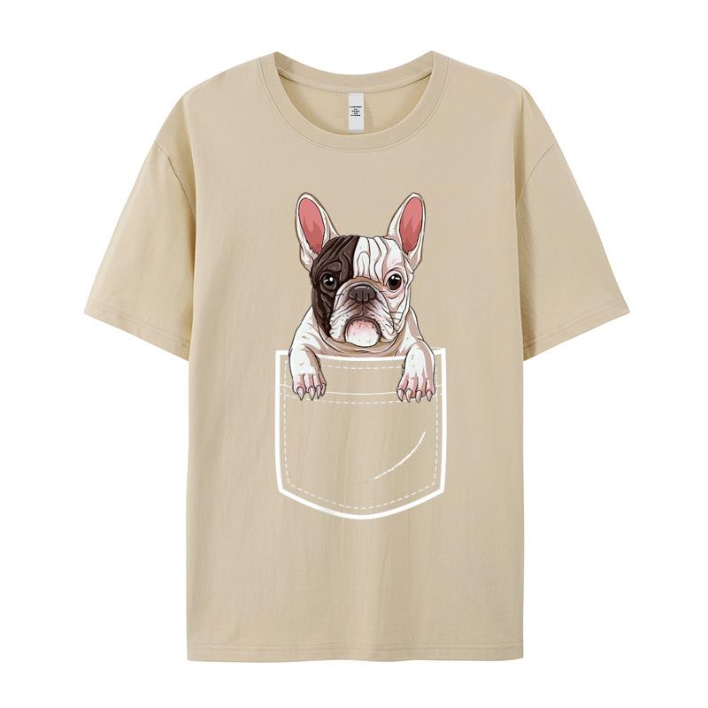 Premium Cotton Female Short Sleeve French Bulldog In Your Front T Shirts Graphic Tops Tees Cute Casual Round Collar Tops Shirts