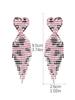 Luxurious Valentine's Shiny Diamond Heart Tassel Earrings for Women - Fashion Peach Heart Studs.