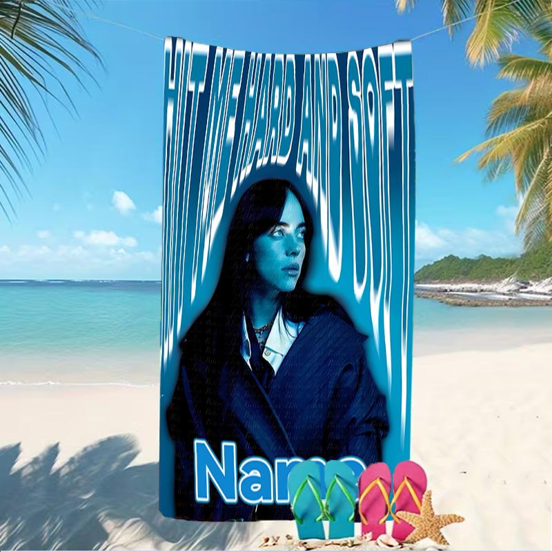 Customizable personalized beach towels Billie Eilish themed designs.Suitable for the beach, yoga, sports;ideal as beach accessories