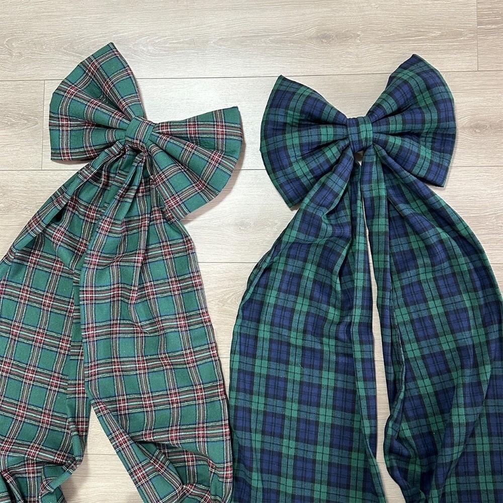 Plaid Xmas Tree Topper Bows Elegant Giant Ribbon Bowknot Sturdy Large Christmas Bowknot Wall Decor