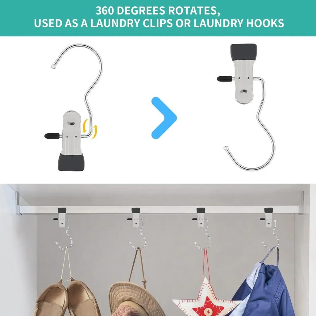 10-100 шт. прищепки из нержавеющей стали для белья, крючок для одежды, портативный зажим для подвешивания одежды, органайзер для одежды, вешалка