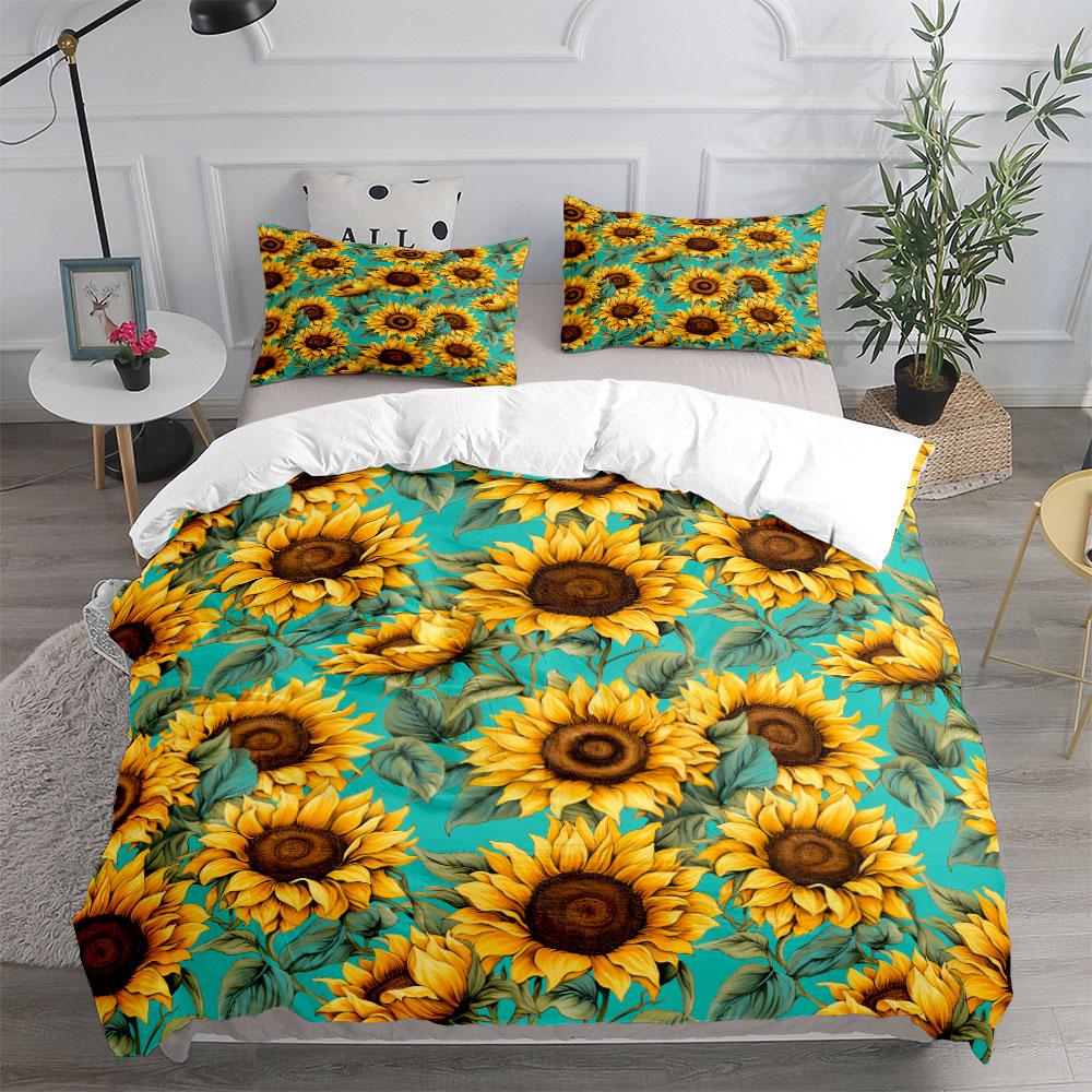 Fluid Sunflower Blue Duvet Cover Set King Queen Double Full Twin Single Size Duvet Cover Pillow Case Bed Linen Set