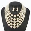 Imitation Pearl Exaggerated Women's Fashion Short Necklace Multi-layer Necklaces with Earrings GZW