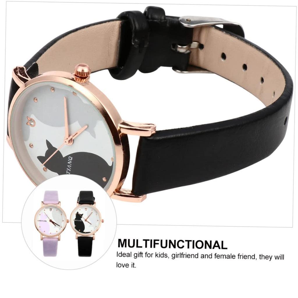 MUCKLILY Мультфильм Кот Часы Часы 2 шт Детские Девочки Часы Женские Часы Детские Часы Девочки Часы Кошка Часы Девочки Ученики начальной школы Lilojes