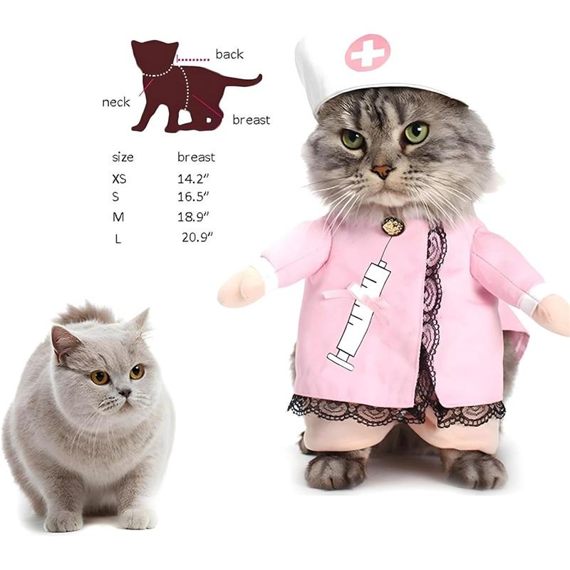 Костюм медсестры для собак и кошек, милые костюмы для Хэллоуина для собак и кошек, косплей, униформа медсестры для домашних животных со шляпой, нарядная одежда, забавная одежда для вечеринок