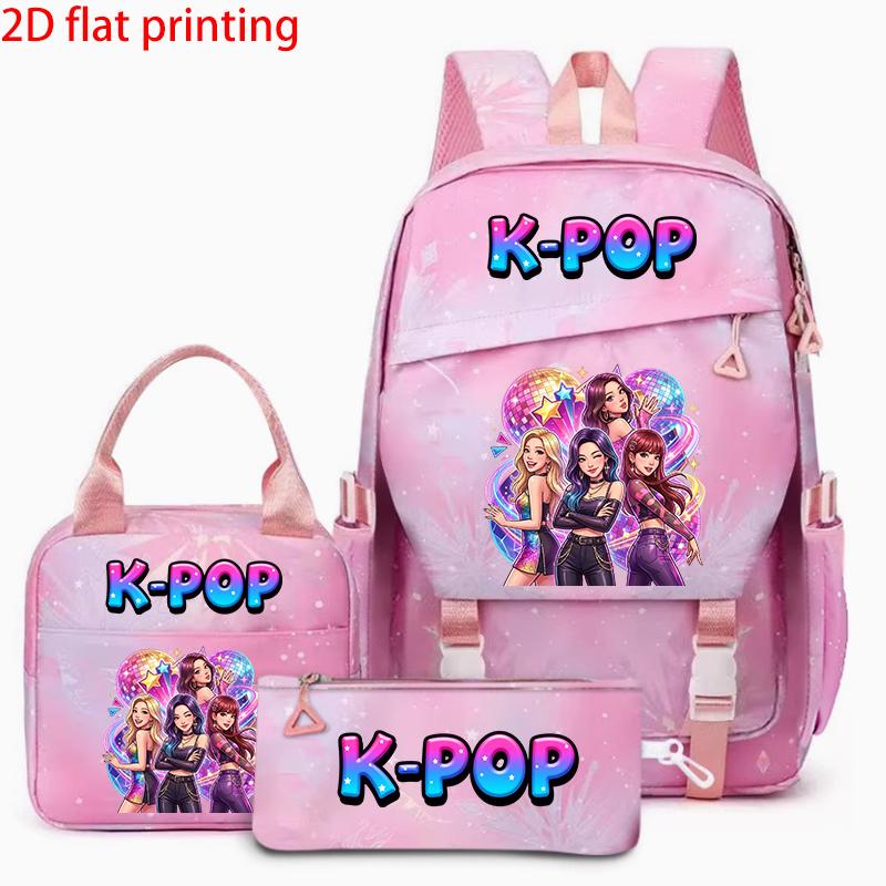 Набор из 3 рюкзаков с узорами K-POP женских групп для фанатов. Идеальная идея подарка с привлекательным дизайном