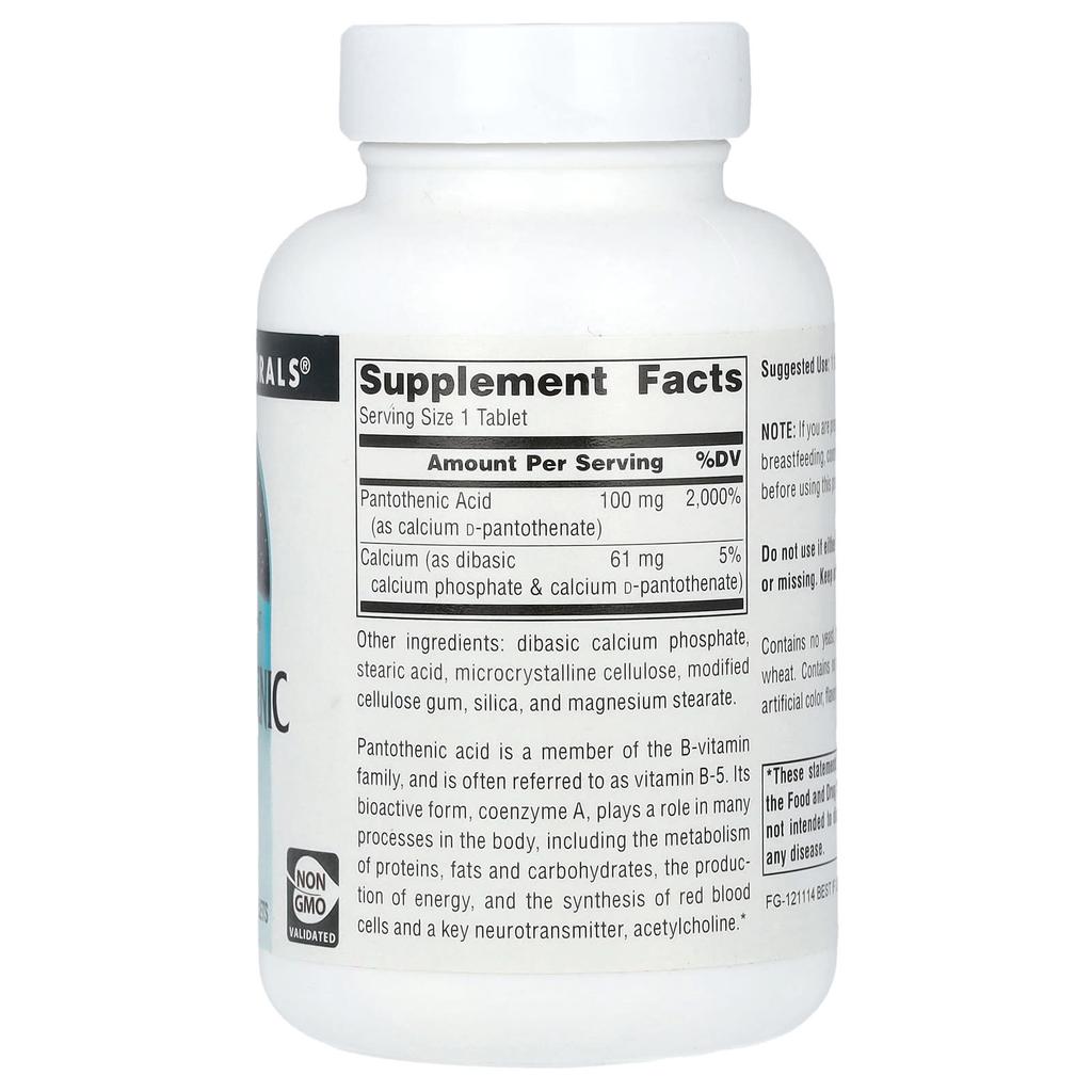 Pantothenic Acid, 100Mg, 250 Tablets