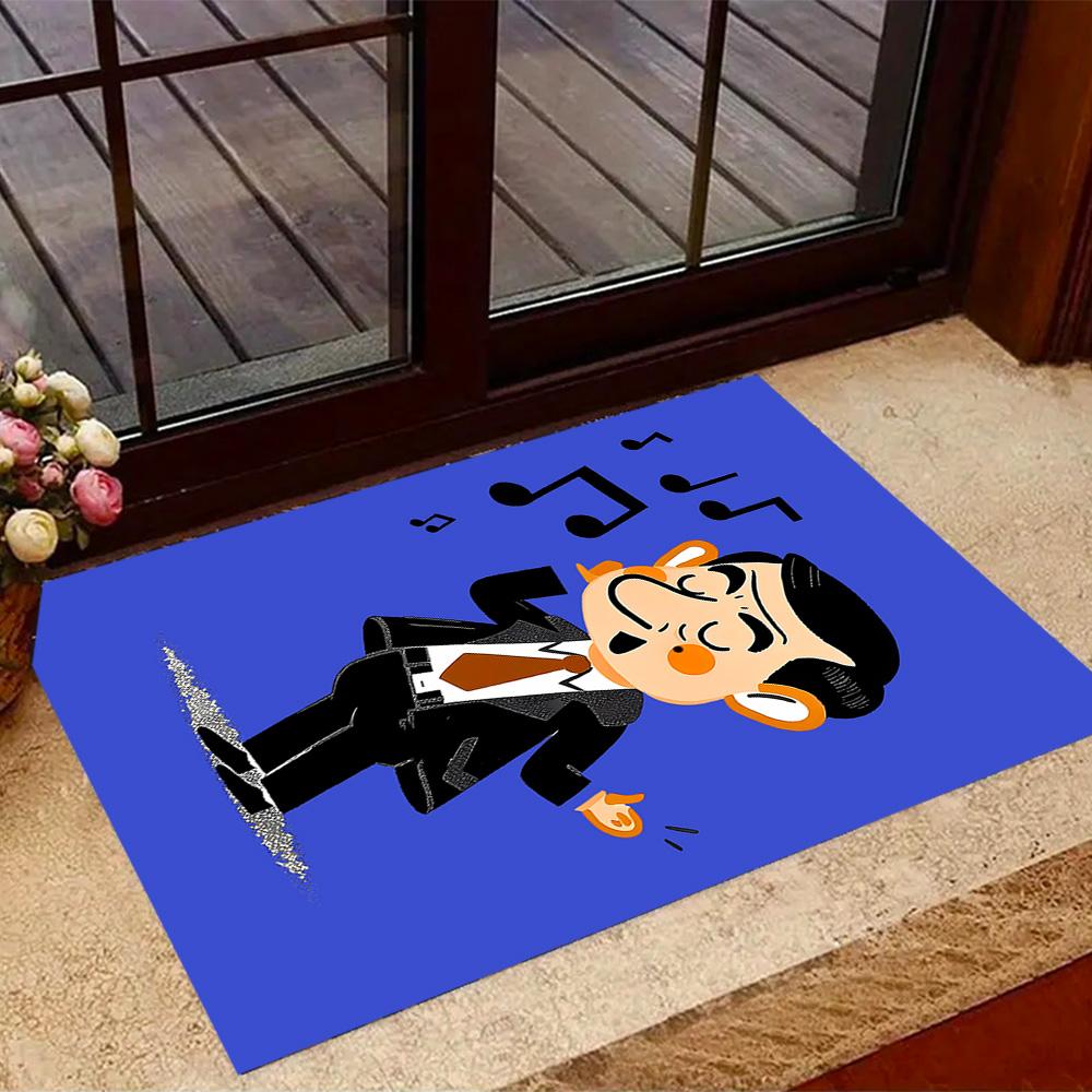 Mr. Bean's Adventure Themed Anti-Slip Rugs - Polyester Home Decor, Suitable for Bedrooms, Living Rooms, Doorways, Studios, and Decorations