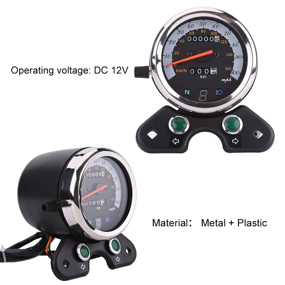 Akozon Motorcycle Speedometer Universal Motorcycle Dual Odometer Speedo Meter Gear Digital Display