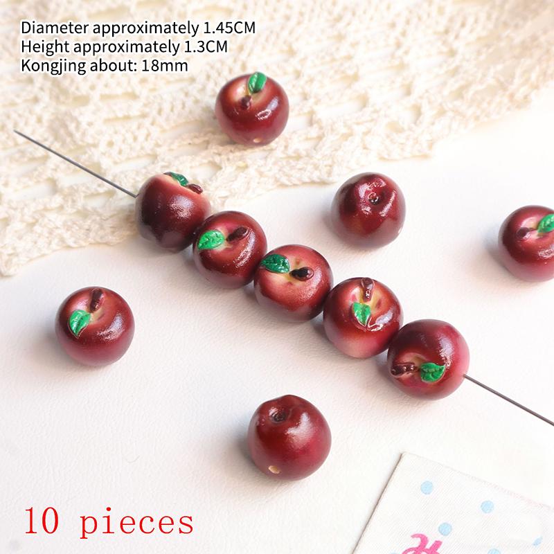 New 5/10Pcs Art Supplies Cute Simulation 3D Fruit Resin Loose Beads Handmade DIY Mobile Phone Chain Bracelet Necklace Accessor